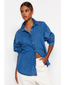 Trendyol Navy Blue Oversize Denim Shirt