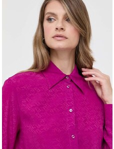 Košile s příměsí hedvábí Pinko fialová barva, regular, s klasickým límcem, 100121.A01P