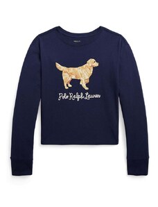Dětská bavlněná košile s dlouhým rukávem Polo Ralph Lauren tmavomodrá barva
