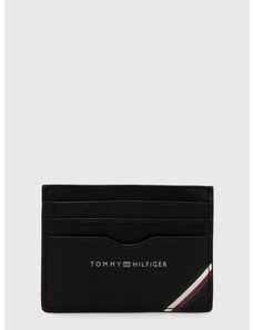 Kožené pouzdro na karty Tommy Hilfiger černá barva