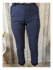 Italy moda Společenské kalhoty tečky, tmavě modré