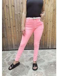 Kalhoty s páskem růžové