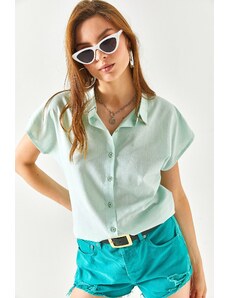 Olalook Women's Aqua Green Viscose Bat Shirt