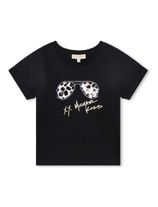 Dětské bavlněné tričko Michael Kors černá barva, s potiskem