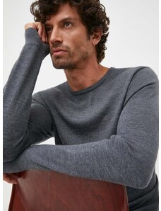 Vlněný svetr Calvin Klein pánský, šedá barva, lehký