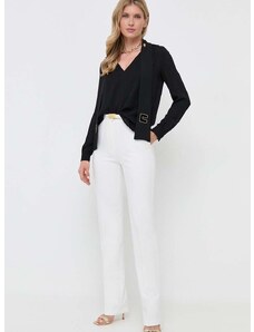 Kalhoty Elisabetta Franchi dámské, bílá barva, jednoduché, high waist