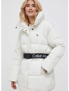 Bunda Calvin Klein Jeans dámská, béžová barva, zimní