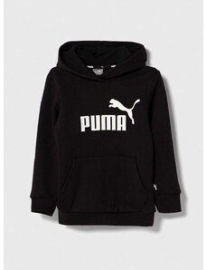 Dětská mikina Puma ESS Logo Hoodie FL G černá barva, s kapucí, s potiskem
