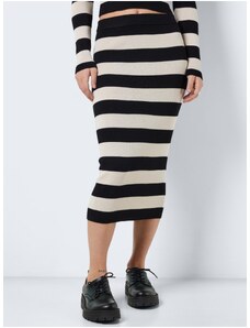 Krémovo-černá dámská pruhovaná svetrová midi sukně Noisy May Jaz - Dámské