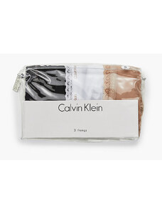 Dámská tanga 3 Pack Thongs Bottoms Up 000QD3802EFIY černá/bílá/mandlová - Calvin Klein