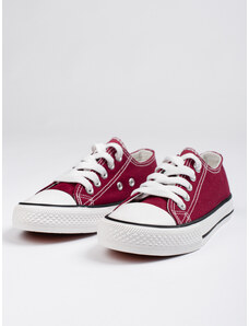 Burgundy teen lace-up sneakers Shelvt