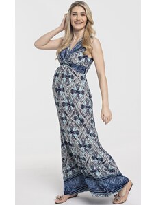 Torelle Dlouhé těhotenské šaty 2v1 Debore modré vzorované