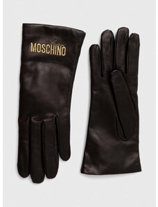 Kožené rukavice Moschino dámské, černá barva