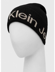 Čepice Calvin Klein Jeans černá barva, z tenké pleteniny