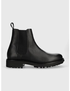 Kožené boty Calvin Klein CHELSEA BOOT pánské, černá barva, HM0HM01229