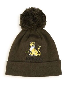 Čepice s příměsí kašmíru pro děti Kenzo Kids zelená barva