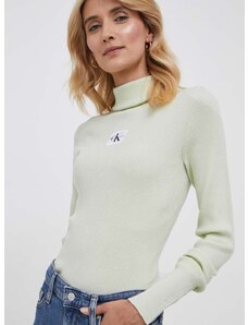 Svetr Calvin Klein Jeans dámský, zelená barva, s golfem