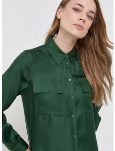 Hedvábné tričko MAX&Co. zelená barva, regular, s klasickým límcem