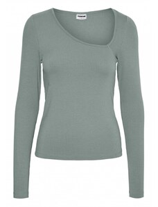 Noisy May dámské triko dlouhý rukáv Daria šedo/zelené