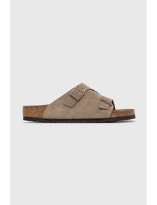 Semišové pantofle Birkenstock pánské, šedá barva