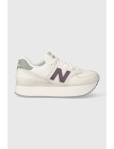 Kožené sneakers boty New Balance WL574ZFG bílá barva