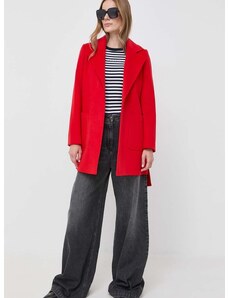 Vlněný kabát MAX&Co. červená barva, přechodný, bez zapínání
