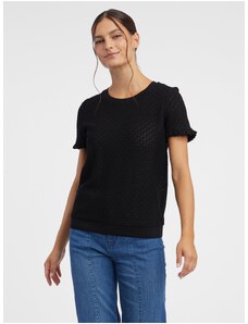 Orsay Černé dámské vzorované úpletové tričko - Dámské