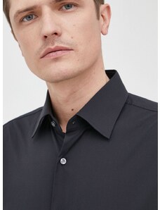 Košile BOSS pánská, černá barva, slim, s klasickým límcem, 50469345
