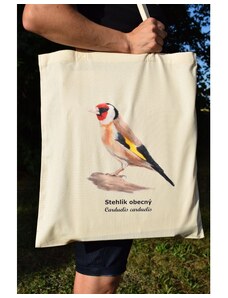 Bavlněná nákupní taška s ptákem - stehlík obecný