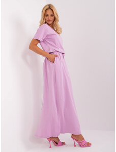 Fashionhunters Světle fialové basic letní šaty s kapsami