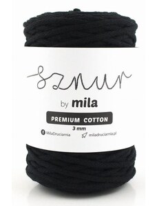 Bavlněná šňůra MILA Premium Cotton 3 mm - černá