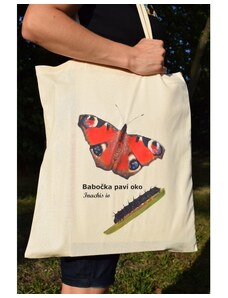 Bavlněná nákupní taška s motýlem - babočka paví oko