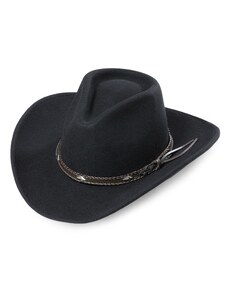Stars and Stripes Westernový černý klobouk s koženým řemínkem - Dallas
