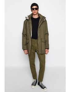 Zimní kabát Trendyol Khaki Regular Fit Gabardine Parka