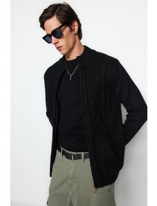 Trendyol Black Slim Fit Knit Detailed Zippered Pocket Knitwear Cardigan