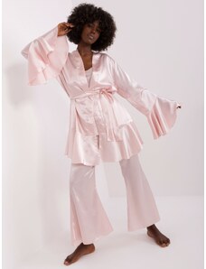 Fashionhunters Světle růžové třídílné pyžamo s kalhotami