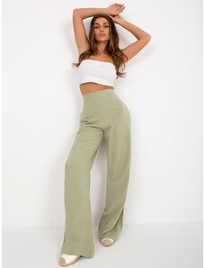 Fashionhunters Světle zelené široké kalhoty z lněného materiálu od OCH BELLA