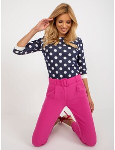 Fashionhunters Tmavě růžové oblekové kalhoty s kapsami od Giulia