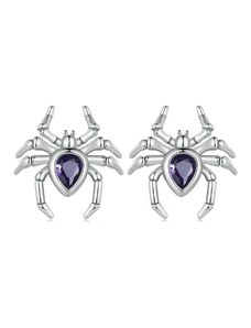 GRACE Silver Jewellery Stříbrné náušnice Pavouk, stříbro 925/1000 Halloween