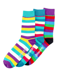 Meatfly ponožky Dark Small Stripe socks - S19 Triple pack | Mnohobarevná