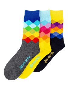 Meatfly ponožky Pixel socks - S19 Triple pack | Mnohobarevná
