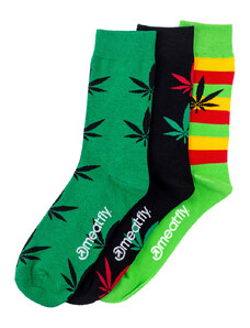 Meatfly ponožky Ganja Green socks - S19 Triple pack | Mnohobarevná