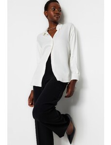 Trendyol Ecru Premium Oversize/Wide Fit Satin Woven Shirt