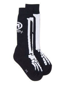 Meatfly ponožky Bones Long Black | Bílá