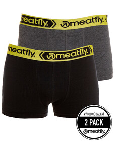 Meatfly pánské boxerky Balboa Boxershorts Double Pack Grey Heather/Black | Černá