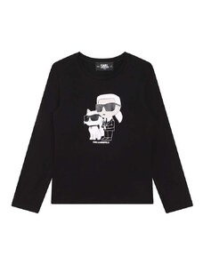 Dětské tričko s dlouhým rukávem Karl Lagerfeld černá barva, s potiskem