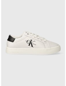 Kožené sneakers boty Calvin Klein Jeans CLASSIC CUPSOLE LACE UP bílá barva, YW0YW01269