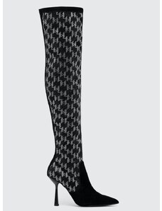 Kozačky Karl Lagerfeld PANDARA II dámské, černá barva, na podpatku, KL31386