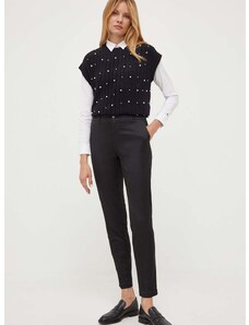 Kalhoty Guess dámské, černá barva, jednoduché, medium waist