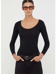 Tričko s dlouhým rukávem Samsoe Samsoe SIK černá barva, F00013016
